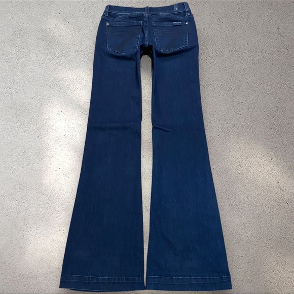 7 For All Mankind Dojo Blue Black Santiago Flare Jeans - Picture 1 of 7